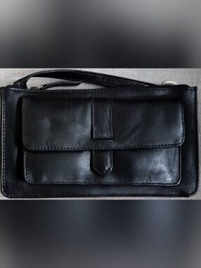 Classic Black Leather Crossbody Or Shoulder Bag